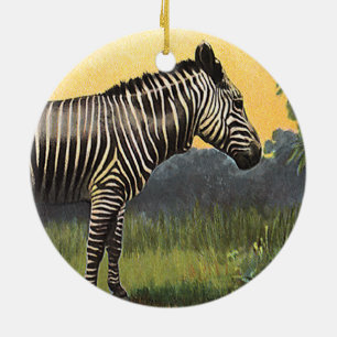 Ornamento De Cerâmica Zebra Antiga na Savana Africana, Animal Selvagem