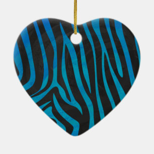 Ornamento De Cerâmica Zebra Black e Blue Impressão