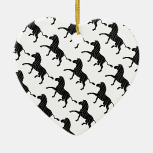 Ornamento De Cerâmica Zebra Black e Cinza Silhouette Impressão