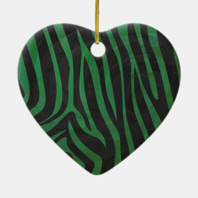Ornamento De Cerâmica Zebra Black e Green Impressão (Verso)