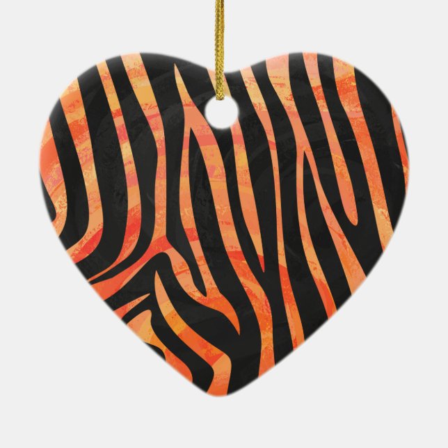 Ornamento De Cerâmica Zebra Black e Orange Impressão (Verso)