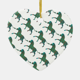 Ornamento De Cerâmica Zebra Brown e Teal Impressão Silhouette