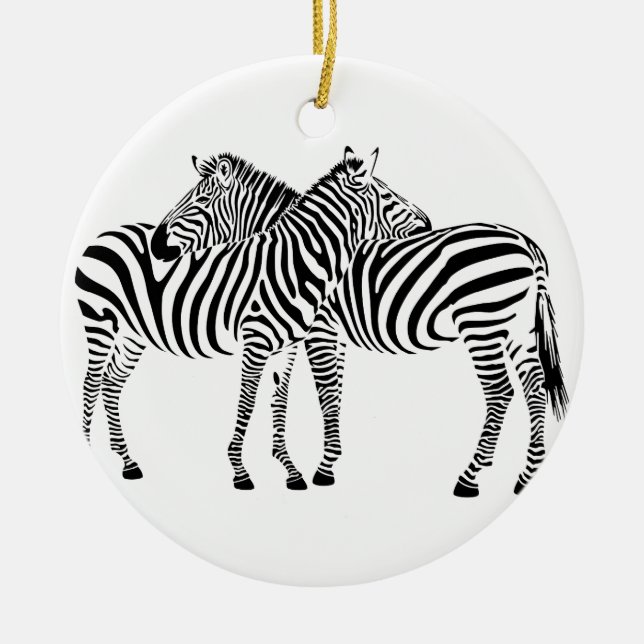 Ornamento De Cerâmica Zebra Love (Frente)