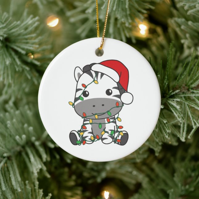 Ornamento De Cerâmica Zebra Natal Animais de inverno Férias Zebras (Árvore)