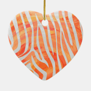 Ornamento De Cerâmica Zebra Orange e Impressão branco
