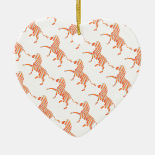 Ornamento De Cerâmica Zebra Orange e White Silhouette