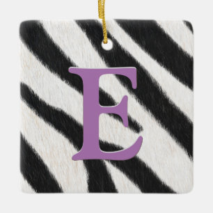 Ornamento De Cerâmica Zebra Pele Personalizada Monograma e Mensagens Cri