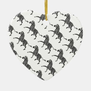 Ornamento De Cerâmica Zebra Preto e Silhueta Cinza Claro