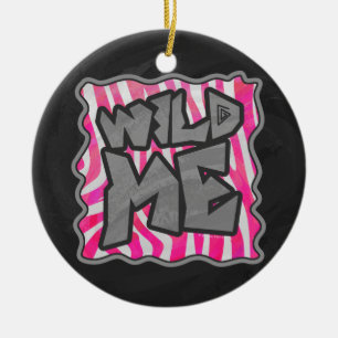 Ornamento De Cerâmica Zebra Rosa Choque e Branco Wild Me