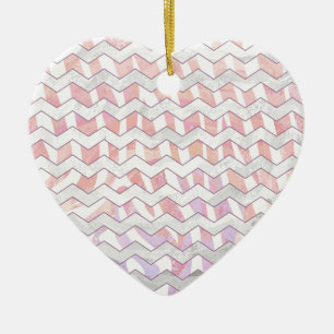 Ornamento De Cerâmica Zebra Rosa e White Chevron