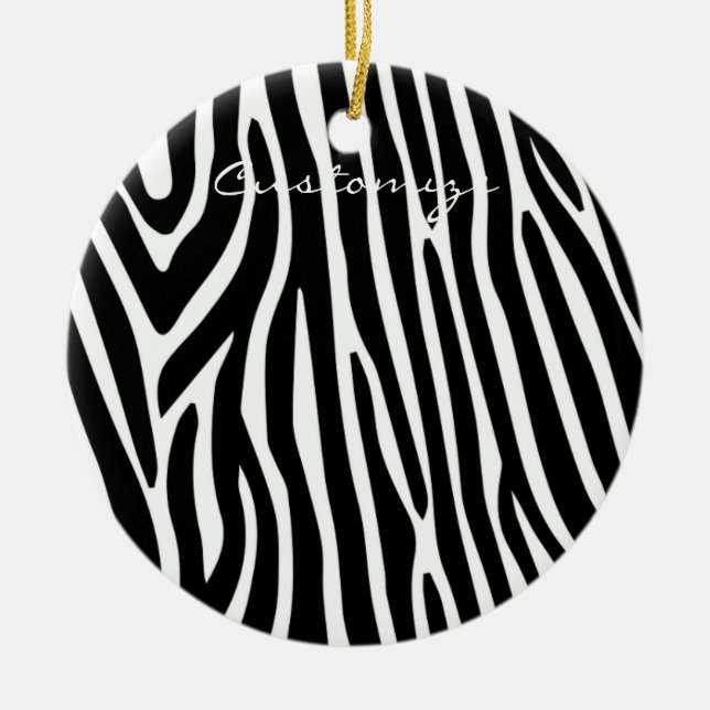 Ornamento De Cerâmica Zebra Stripes Padrão Thunder_Cove (Frente)