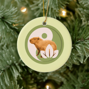 Ornamento De Cerâmica Zen Capybara Yin Yang