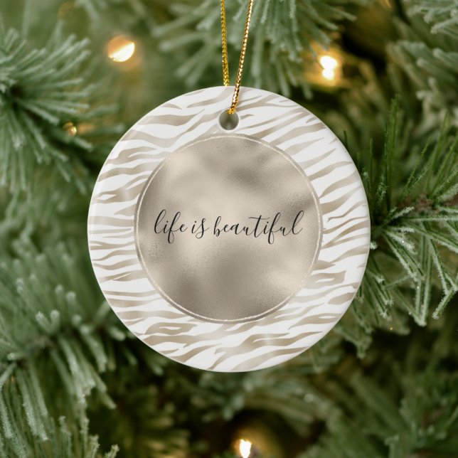 Ornamento De Cerâmica Zen Cream White Ccoa Castanho Zebra (Árvore)