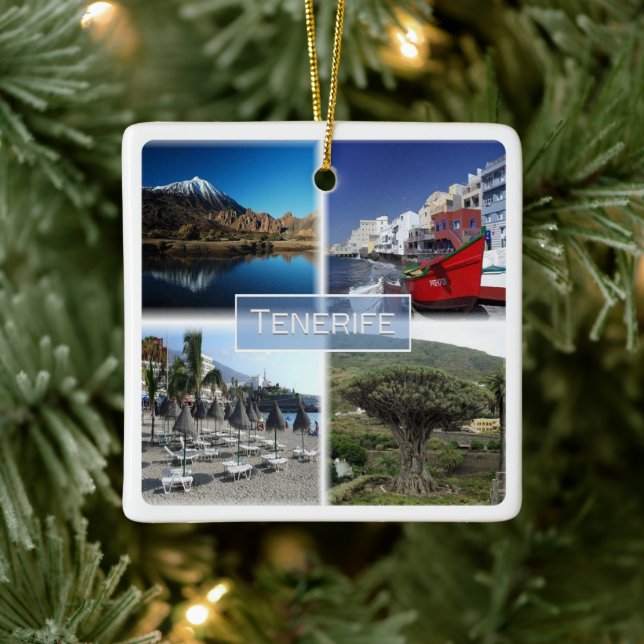 Ornamento De Cerâmica zES007 TENERIFE Canary Islands Espanha, (Árvore)