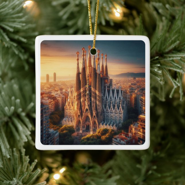 Ornamento De Cerâmica zES013 BARCELONA Basilica Sagrada Família, (Árvore)