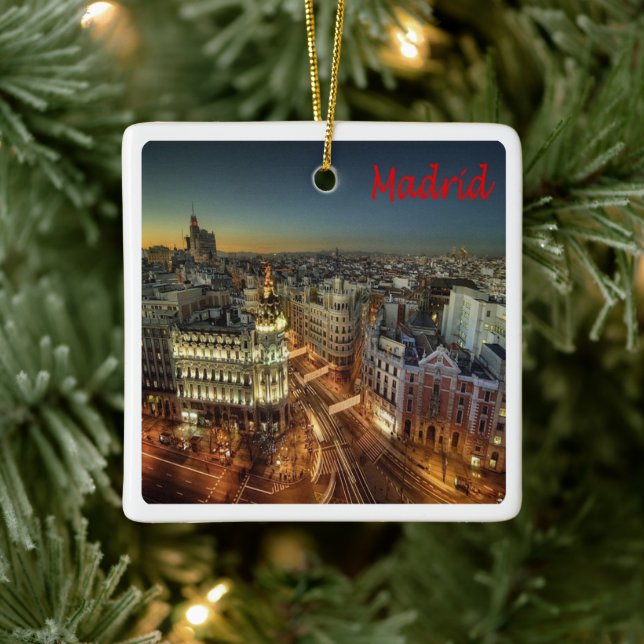 Ornamento De Cerâmica zES118 MADRID City, Espanha, Europa, (Árvore)