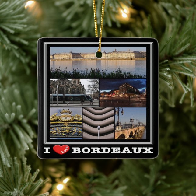 Ornamento De Cerâmica zFR135 BORDEAUX "I Love", França, (Árvore)