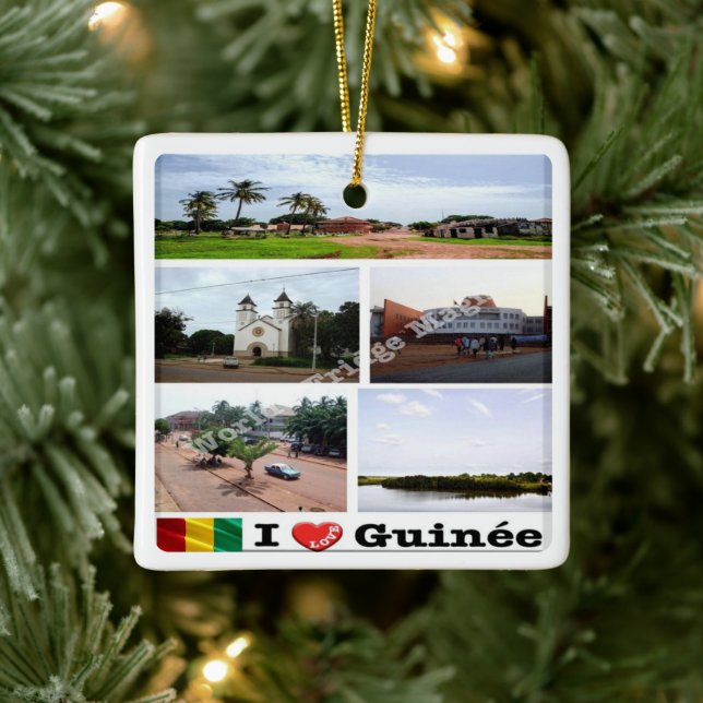 Ornamento De Cerâmica zGN010 GUINÉ I Love, Mosaic, África, (Árvore)