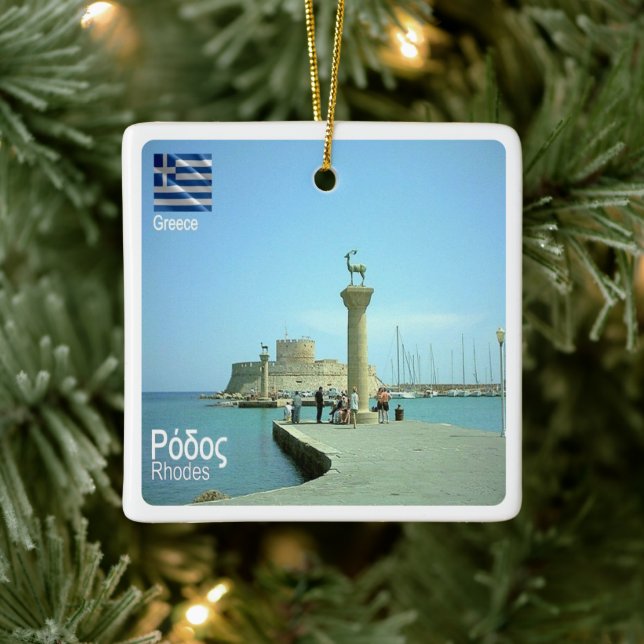 Ornamento De Cerâmica zGR038 RHODES, Grécia, (Árvore)