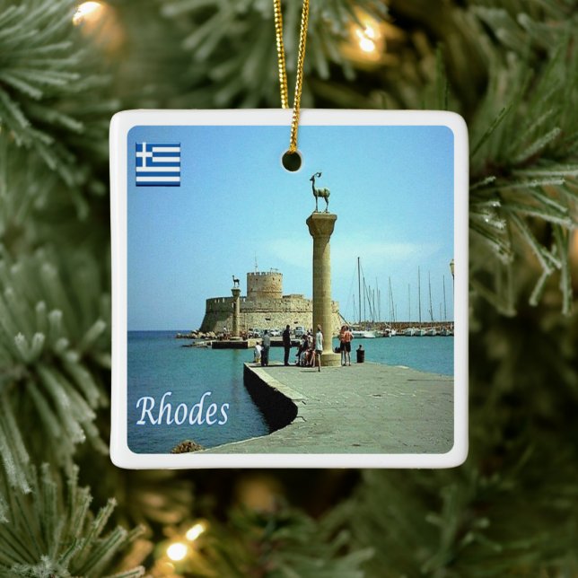 Ornamento De Cerâmica zGR039 RHODES, Grécia, (Árvore)