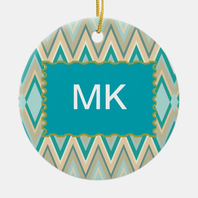 Ornamento De Cerâmica zigzag-phones diagonais (Frente)