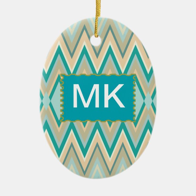 Ornamento De Cerâmica zigzag-phones diagonais (Frente)