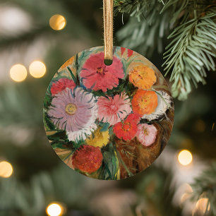Ornamento De Cerâmica Zinnias e Asters   Tadeusz Makowski
