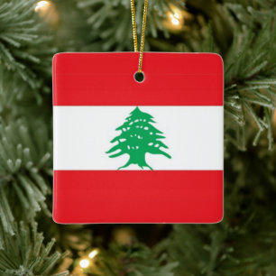 Ornamento De Cerâmica zLB001 Bandeira Libanesa Líbano,