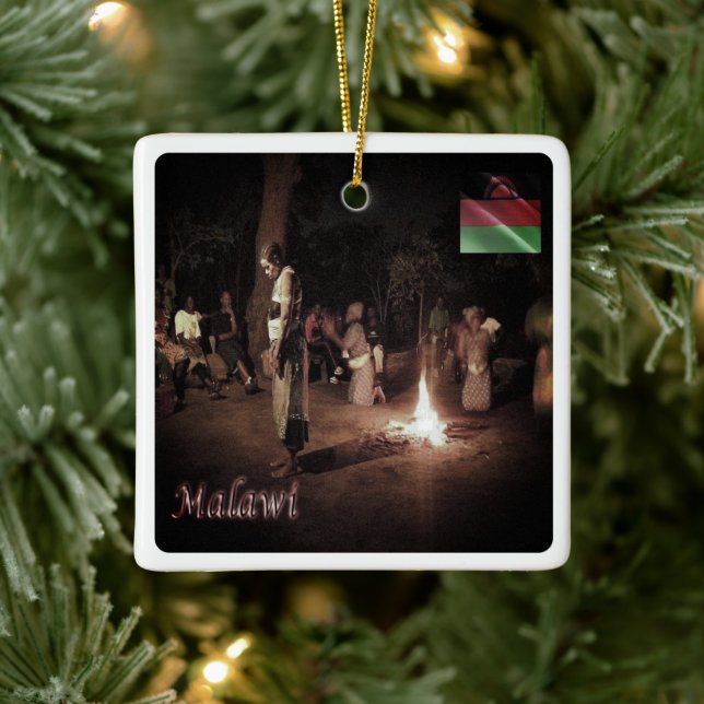 Ornamento De Cerâmica zMW003 MALAWI, dança folclórica, África, (Árvore)