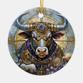 Ornamento De Cerâmica Zodiac - Taurus The Bull