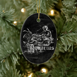 Ornamento De Cerâmica Zodiac Vintage Aquarius