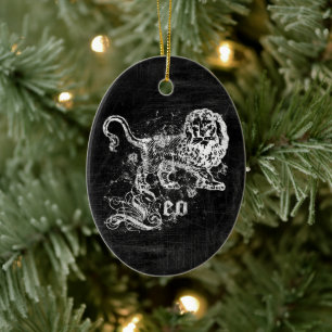 Ornamento De Cerâmica Zodiac Vintage Leo