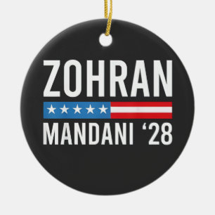 Ornamento De Cerâmica Zohran Mamdani Candidato a Prefeito de NYC Bandeir