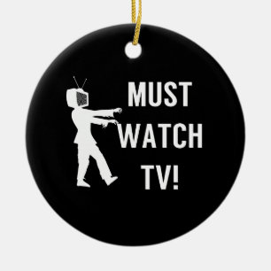 Ornamento De Cerâmica Zombie Engraçado Viciado em TV