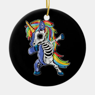 Ornamento De Cerâmica Zombie Unicorn Dabbing Skeleton