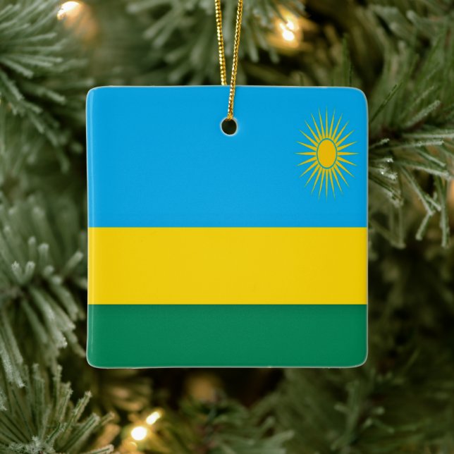Ornamento De Cerâmica zRW001 RWANDA Flag, África, (Árvore)
