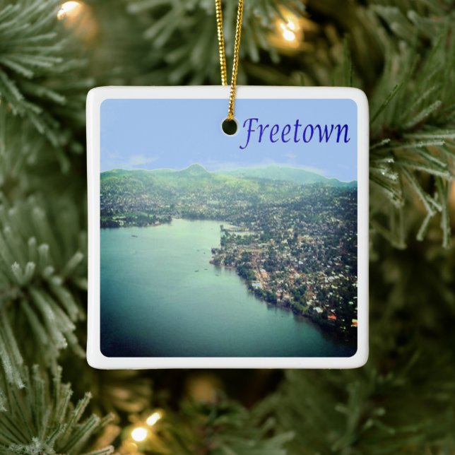 Ornamento De Cerâmica zSL004 FREETOWN, Panorama, Serra Leoa, (Árvore)