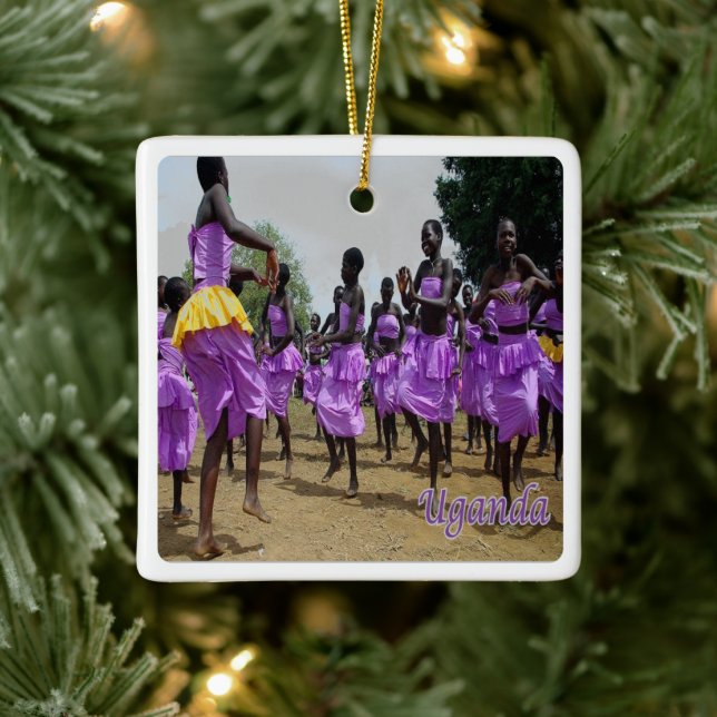 Ornamento De Cerâmica zUG004 UGANDA,Celebrações Culturais, África, (Árvore)