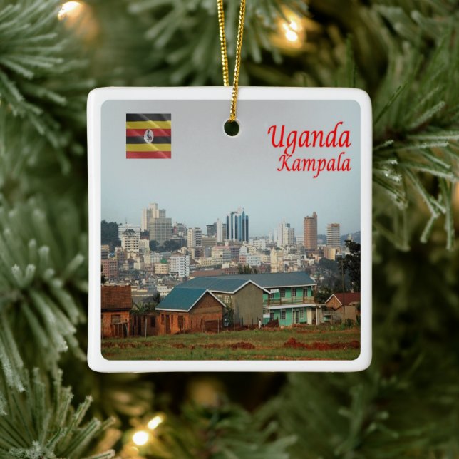 Ornamento De Cerâmica zUG005 KAMPALA, Skyline, Uganda, África, (Árvore)