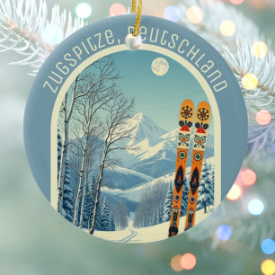 Ornamento De Cerâmica Zugspitze Alemanha Deutschland souvenir de esqui