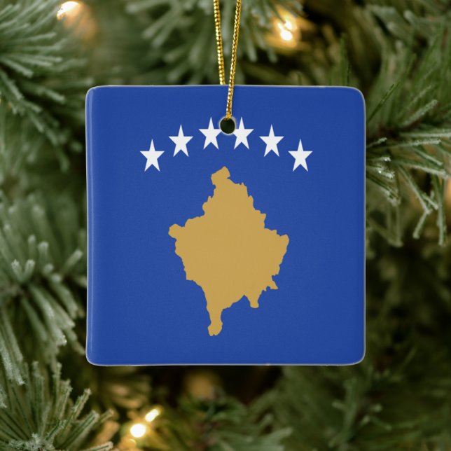 Ornamento De Cerâmica zXK001 KOSOVAR FLAG KOSOVO, Europa, (Árvore)