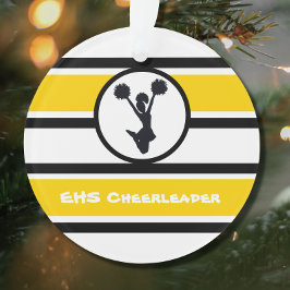Ornamento de Cheerleader Dourado e Preto Personali