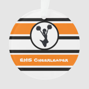 Ornamento de Cheerleader Laranja e Preto Personali