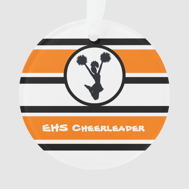 Ornamento de Cheerleader Laranja e Preto Personali (Frente)