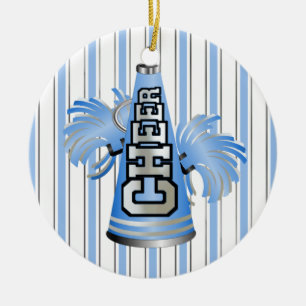Ornamento de Cheerleader Megaphone Azul Personaliz