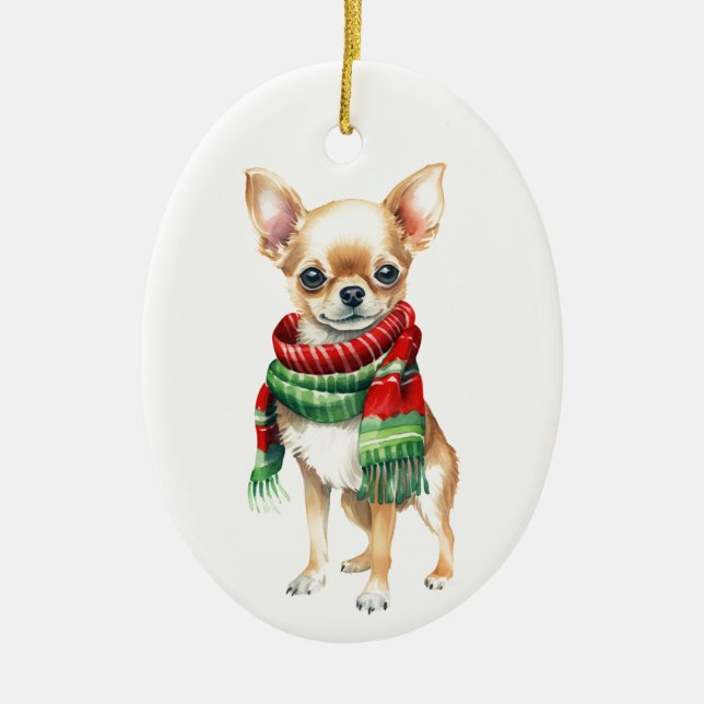 Ornamento de Chihuahua bonito - Árvore de Natal de (Frente)