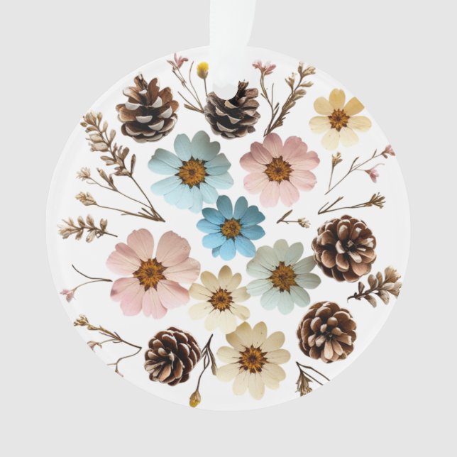Ornamento de círculo de acrílico | Flores Pression (Frente)