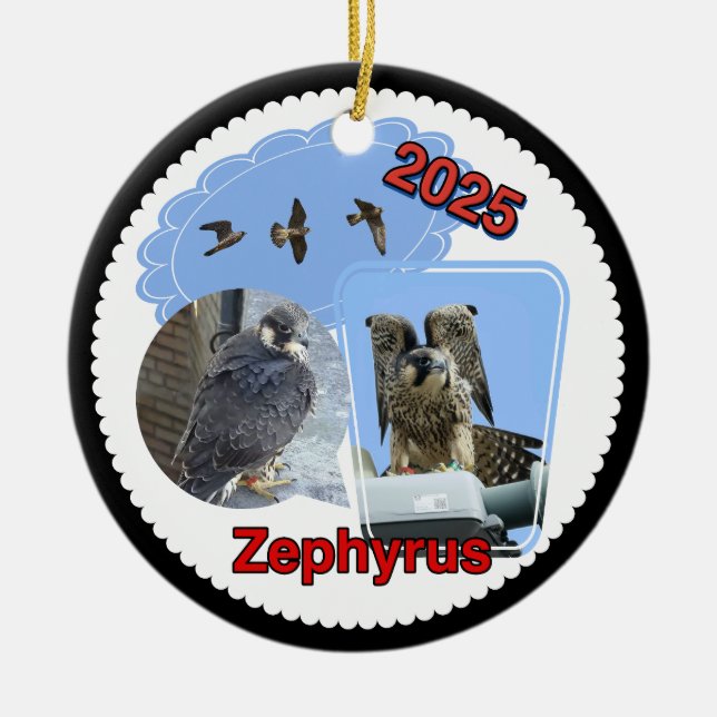 Ornamento de Círculo de Cerâmica 2025 Zephyrus (Frente)