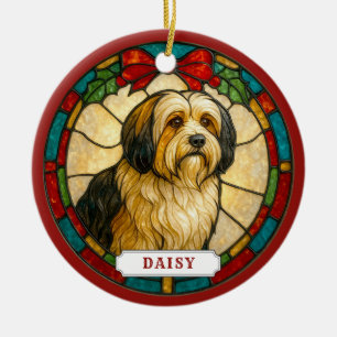 Ornamento de Círculo de Cerâmica do Cão Terrier Ti