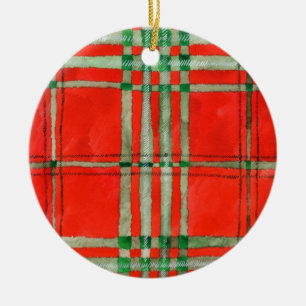 ORNAMENTO DE CÍRCULO DE CERÂMICA TARTAN VERMELHO S